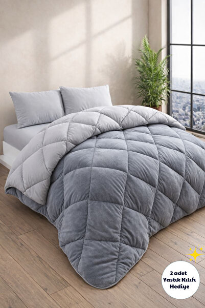 Formeya Luxuriöse graue Wellsoft-Steppdecke – Doppelbett, doppelseitig, 200 x...