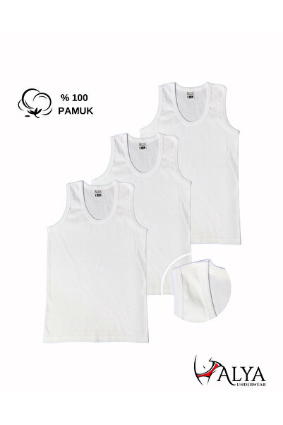 ALYA UNDERWEAR مجموعة من 3 قطع من القطن المضلع بياقة بيضاوية للأولاد - 3 قطع ...