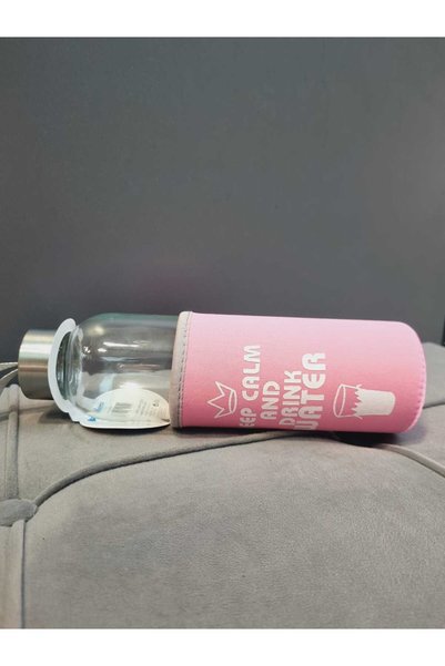 Lider MAGNESİA KILIFLI CAM SU MATARASI SULUK 500 ML PEMBE