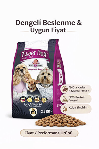 Tweet Dog Kuzu Aromalı Yetişkin Köpek Maması 2.5 KG – Dengeli Protein & Avantajı