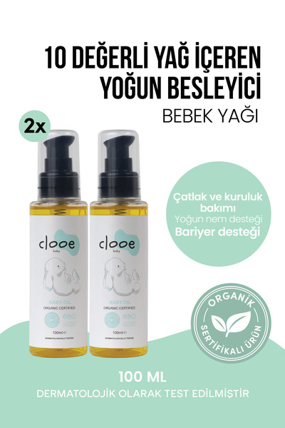 clooe Organik Bebek Yağı Nemlendirici Vegan Organik Sertifikalı Badem Özlü Ko...