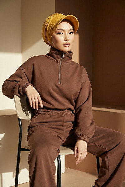Aisha's Design Siperlikli Penye Şapka Bone,B-73,Hardal Sarısı