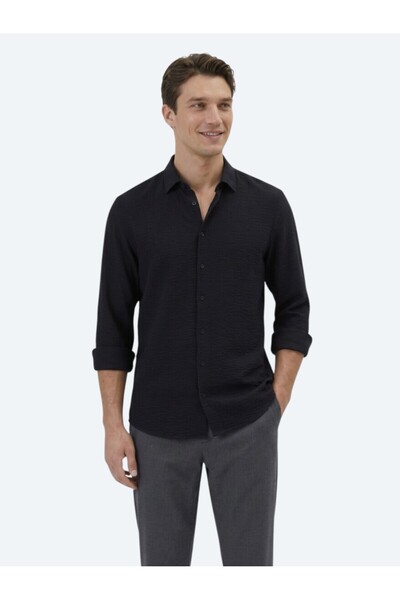 Kip Чорна сорочка класичного крою з тканини Regular Fit