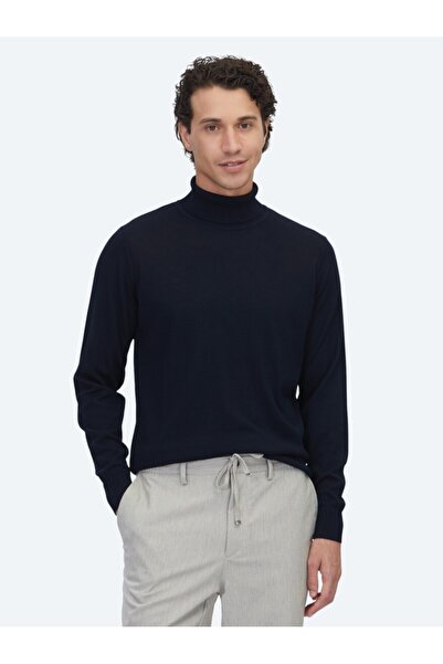 Kip Πλεκτό πουλόβερ με μείγμα μαλλί ζακάρ με ολόσωμο ζιβάγκο σε μπλε ναυτικό ...