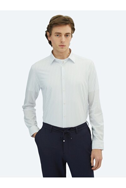 Kip Синя смугаста сорочка з регулярним кроєм, з бавовняної суміші