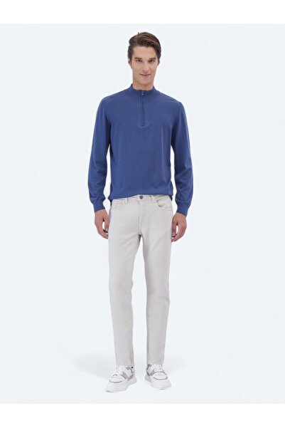 Kip Γκρι υφαντό παντελόνι με λεπτή εφαρμογή casual βαμβακερό μείγμα