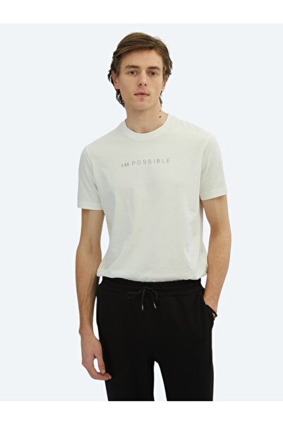 Kip Біла футболка з надрукованим велосипедним коміром, 100% бавовна