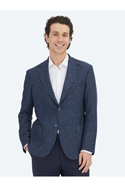Kip Lacivert Mikro Modern Fit %100 Yün Ceket