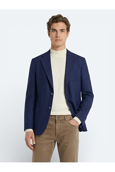 Kip Indigo Patterned Wool Blend Jacket