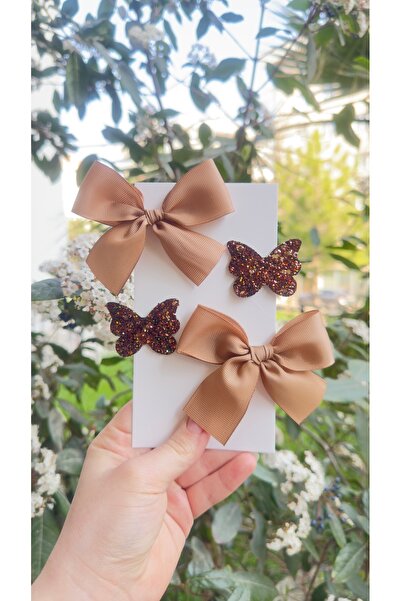 Toka Perisi Clara Sütlü Kahve Tonları Klips toka seti( 5/3 cm metal toka)