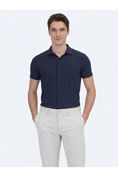 Kip Cămașă casual cu model bleumarin