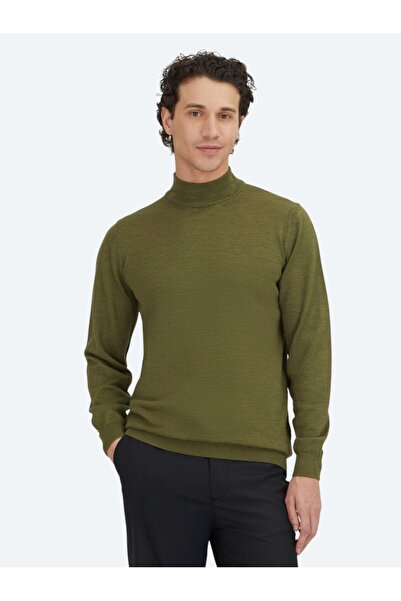 Kip Pulover din tricot din amestec de lână cu jumătate de gât roșu în verde î...