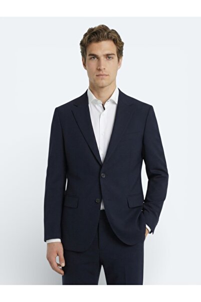 Kip بدلة مزيج من الصوف الصلب باللون الأزرق الداكن