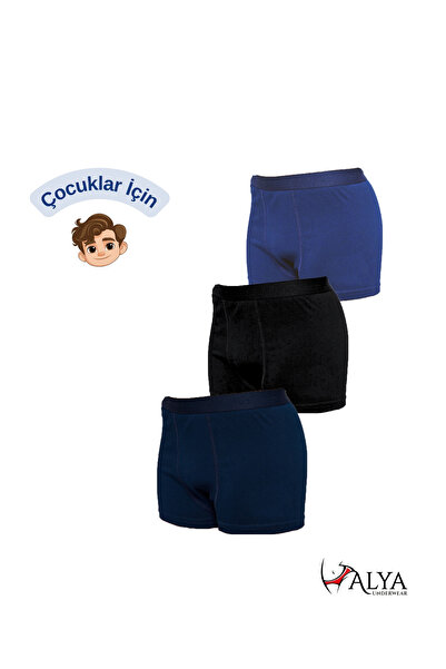 ALYA UNDERWEAR Къси боксерки за момче 3 пакета черни - индиго - тъмносини -1101