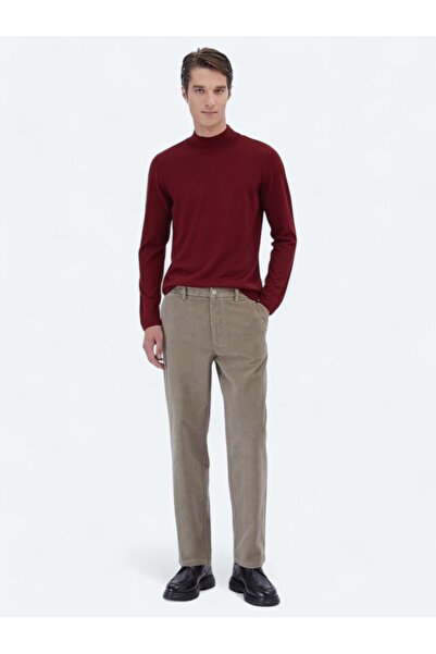 Kip Бежови тъкани кадифени ежедневни панталони от памучна смес с широка кройка