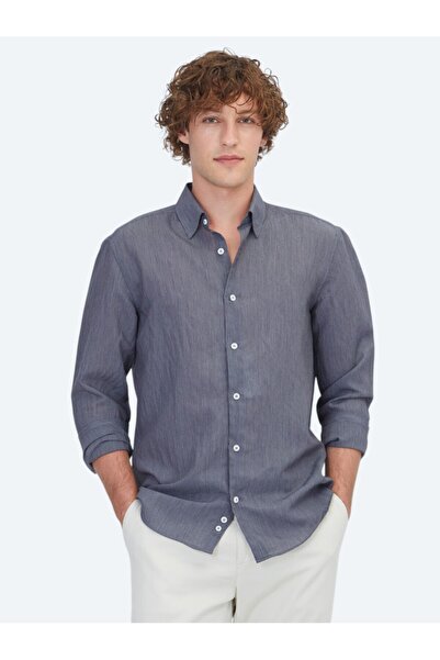 Kip Антрацитова смугаста сорочка Regular Fit з тканого матеріалу для повсякде...