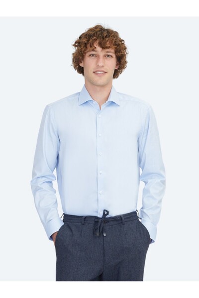 Kip Синя пряма класична сорочка з 100% бавовни