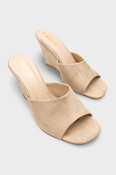 Capone Outfitters Maurene Genuine Leather Lined Feta Wedge Heeled Women's Sli...