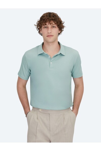 Kip Зелена футболка з коміром-поло з бавовняної суміші