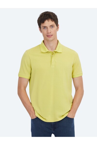 Kip Лимонний колір, прямий комір, 100% бавовна, футболка