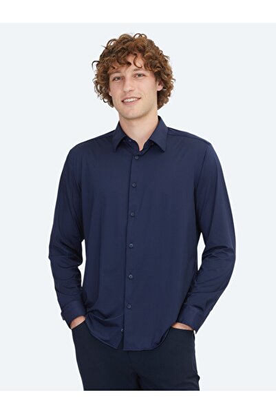 Kip قميص أزرق داكن بقصة عادية - نمط كاجوال