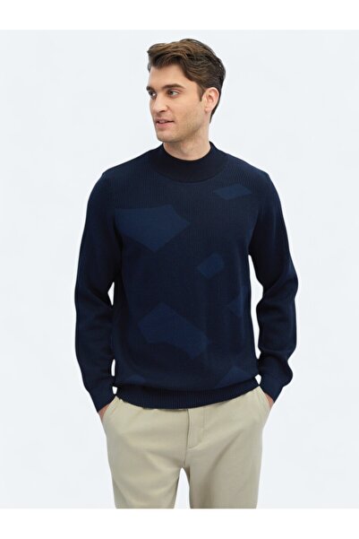 Kip Індиго напіврибальський комір з візерунком, вовняна суміш, трикотажний светр