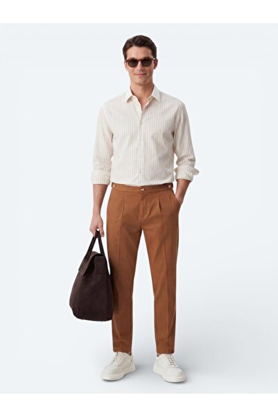 Kip Cămașă casual țesută cu dungi de șofran, cu croială normală