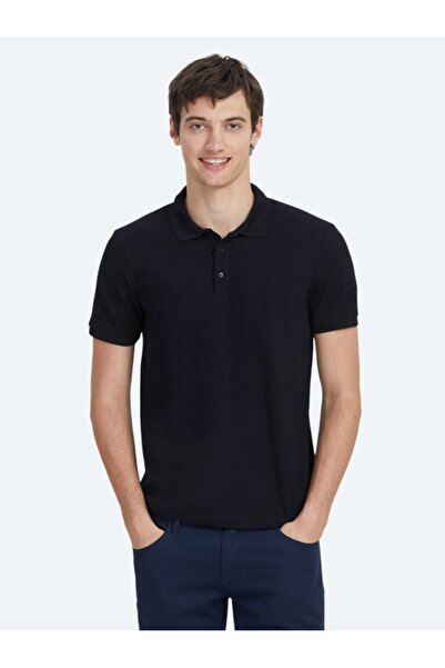 Kip Tricou polo uni albastru bleumarin 100% bumbac