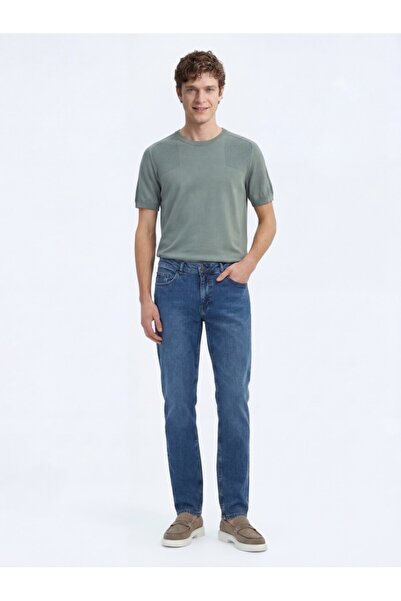 Kip Середньо-сині брюки Slim Fit з екологічно чистої бавовняної суміші