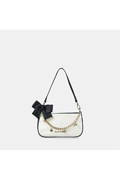 Black Ribbon Τσάντα μπαγκέτα από καμβά με αλυσίδα για γυναίκες