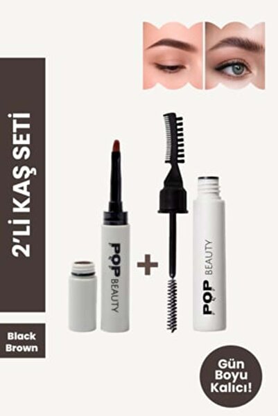 POP Beauty Kaş Sabitleyici Ve Şekillendirici & Kaş Pomadı, 2'li Kaş Bakım Seti