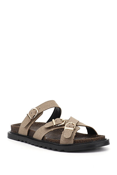 GÖNDERİ(R) Mink pentru femei piele întoarsă cu cataramă Daily papuci