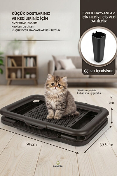 CALVERA Akıllı Küçük Hayvan Eğitim Pedi-59cm*39cm-Elekli-Aparatlı-Kaymaz Taba...