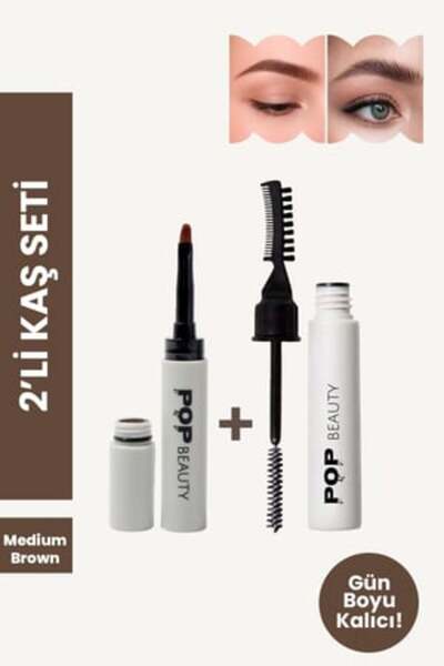 POP Beauty Kaş Sabitleyici Ve Şekillendirici & Kaş Pomadı, 2'li Kaş Bakım Seti