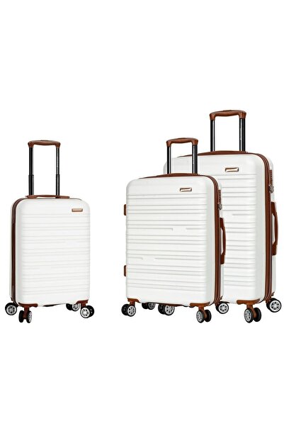 Madisson Set cărucior SW33803, ABS, blocare, 4 roți duble, 3 piese, alb/lăptos