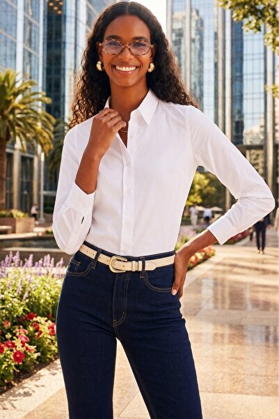 Tudors Dámská Slim Fit Slim Fit bavlněná košile s dlouhým rukávem a texturou ...