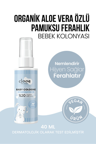 clooe Vegan Organik Aloe Vera Özlü Nemlendirici Pamuksu Bebek Kolonyası Çanta...