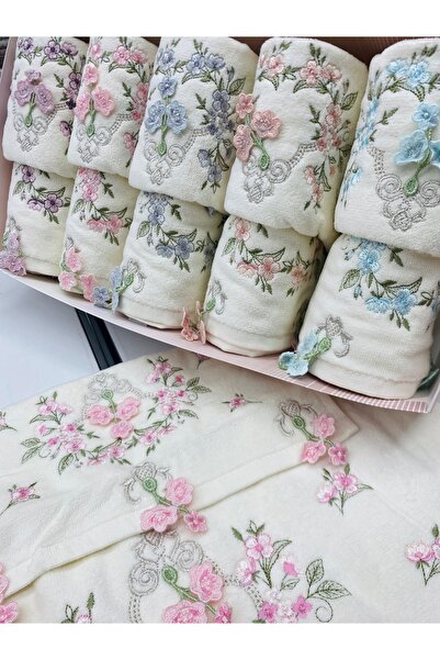 Fiesta Tekstil مجموعة مناشف ديرين أنيال كيرلي سالكام المكونة من 12 قطعة