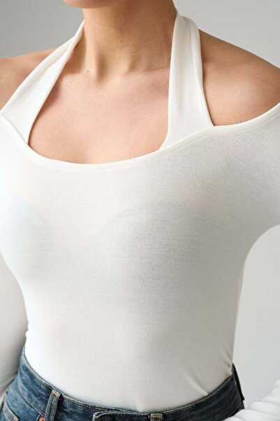 ibeeka Γυναικεία μπλούζα με μακριά μανίκια και λεπτομέρεια στο λαιμό με σούρε...