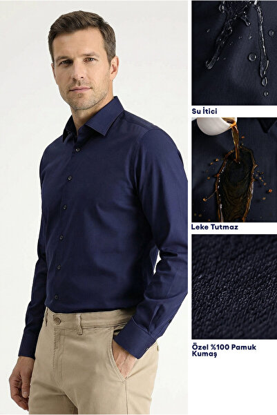 Kiğılı Uzun Kol Slim Fit Dar Kesim Klasik Nano Care Su İtici Leke Tutmaz 4 Me...