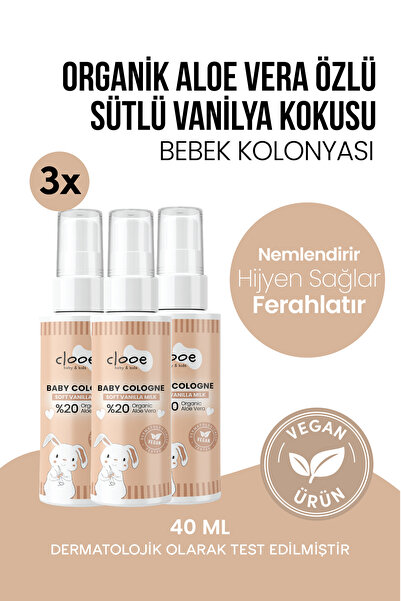 clooe 3'lü Bebek Kolonyası Soft Vanilla Milk 40 ml - Vanilya ve Süt Notalı - ...