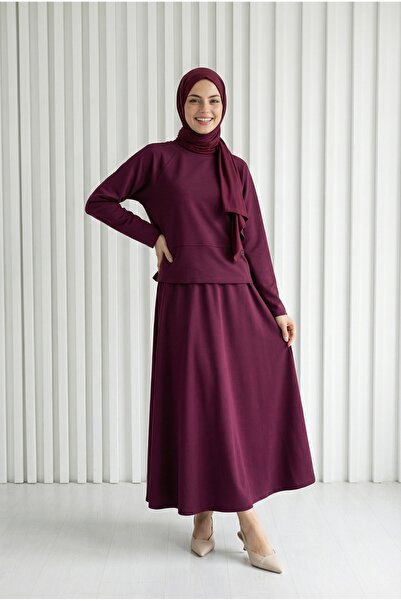 MİHRA STORE Σετ φούστας με ραφές Darinka Önü Gazi-NL673 Δαμασκηνί