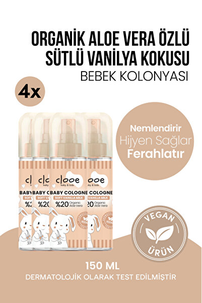 clooe Nemlendirici Vegan Soft Vanilla Milk Bebek Kolonyası Organik Aloe Vera ...