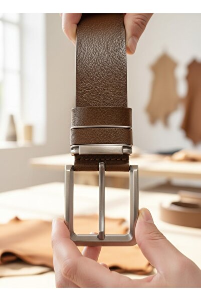 Deribond curea Maro pentru bărbați 100% piele naturală