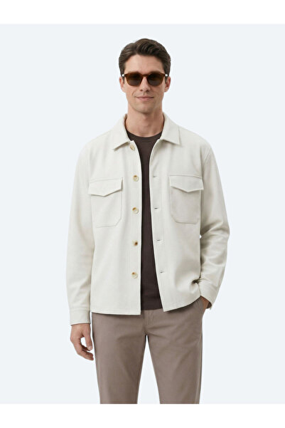 Kip Beige Plain Regular Fit Woven Overshirt