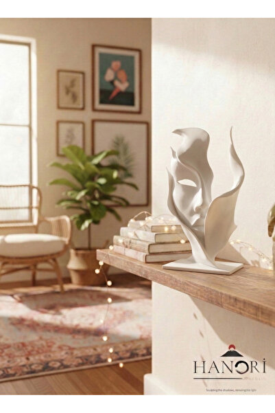 Hanori Collection Vultus Biblo | Estetik Soyut Yüz Dekoratif Heykel | 3D Bask...