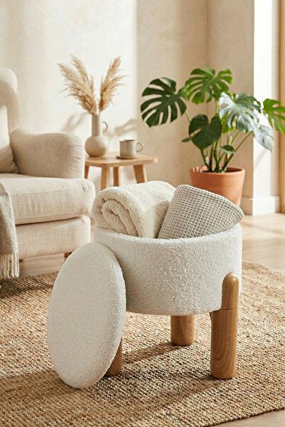 Zem Liva Bohem Sandıklı Puf, Kırık Beyaz