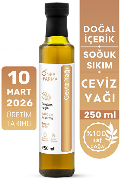 OnkaFarma Onka Farma Ceviz Yağı 250 ml %100 Saf ve Doğal Soğuk Sıkım