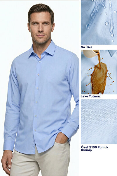 Kiğılı Long Sleeve Slim Fit Classic Nano Care Water Repellent Stain Resistant...