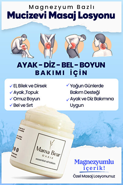 Mama Bear Magnezyumlu Masaj Kremi %100 Doğal - Ayak, Sırt, Bel ve Boyun